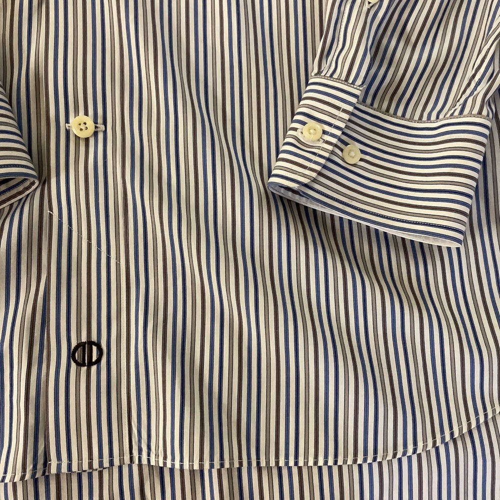 David Donahue Multi-Color Stripe Spread Collar Dr… - image 5